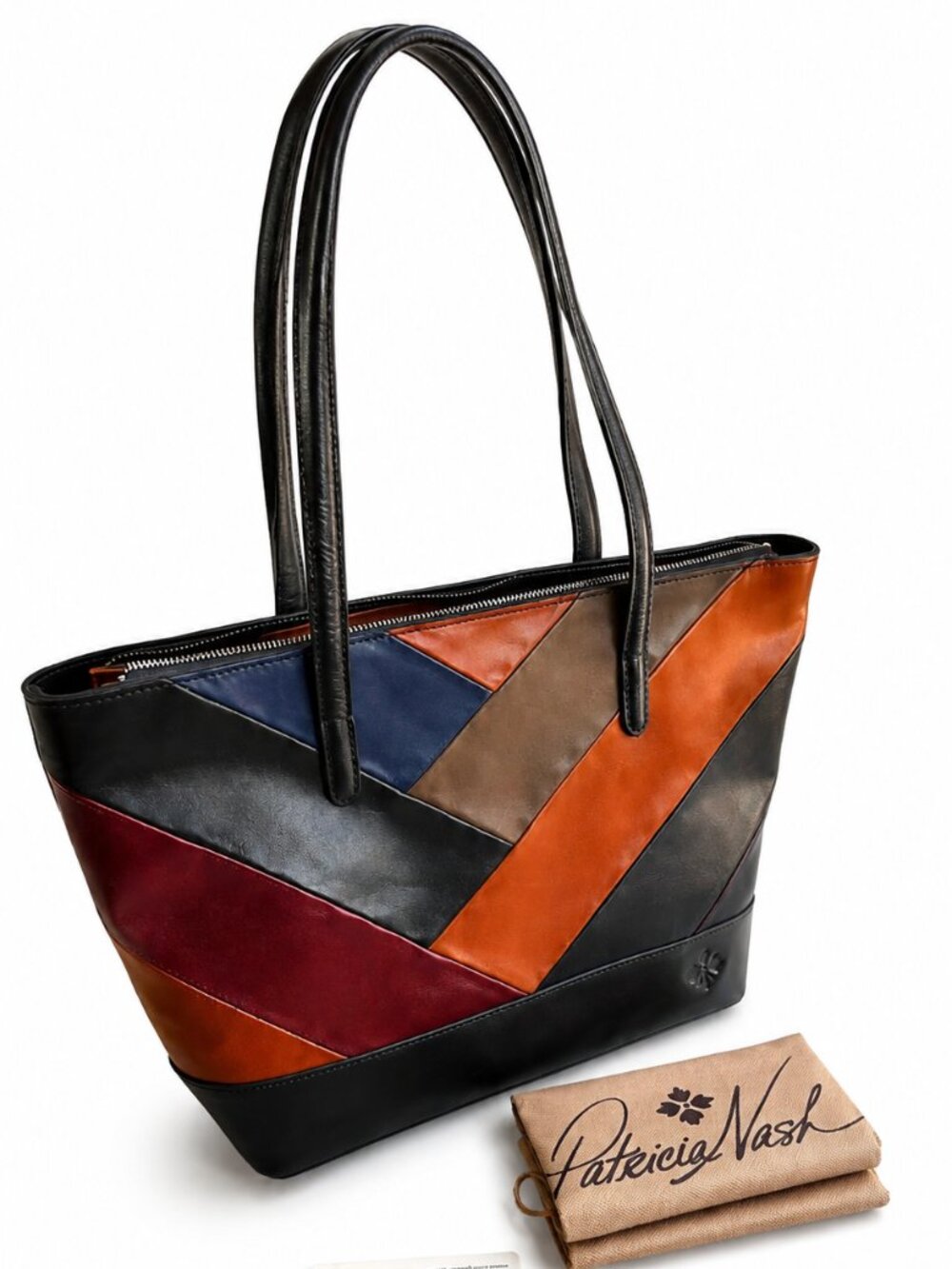 Patricia Nash Leather Multicolor Patchwork Tote Bag NWT